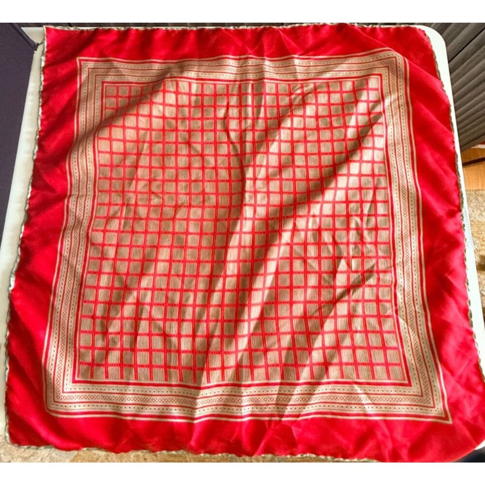 VTG I Magnin Silk Scarf  Abstract Square Italy Vibrant Color 20" Hand Rolled Hem